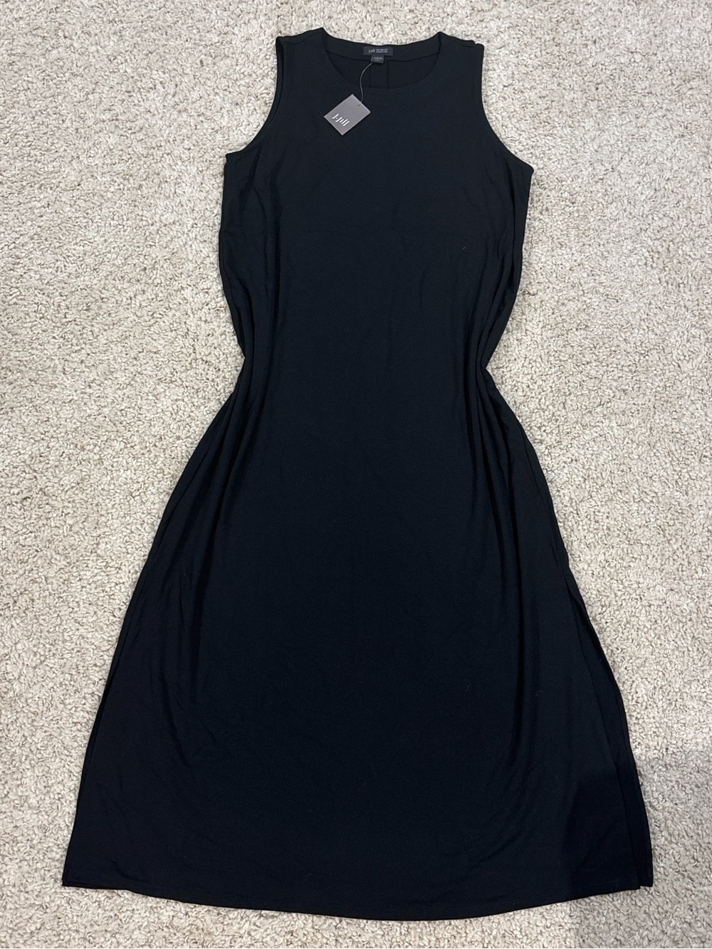 NWT J. Jill Wearever Collection Petite Women's Black Sleeveless Midi Dress Sz SP